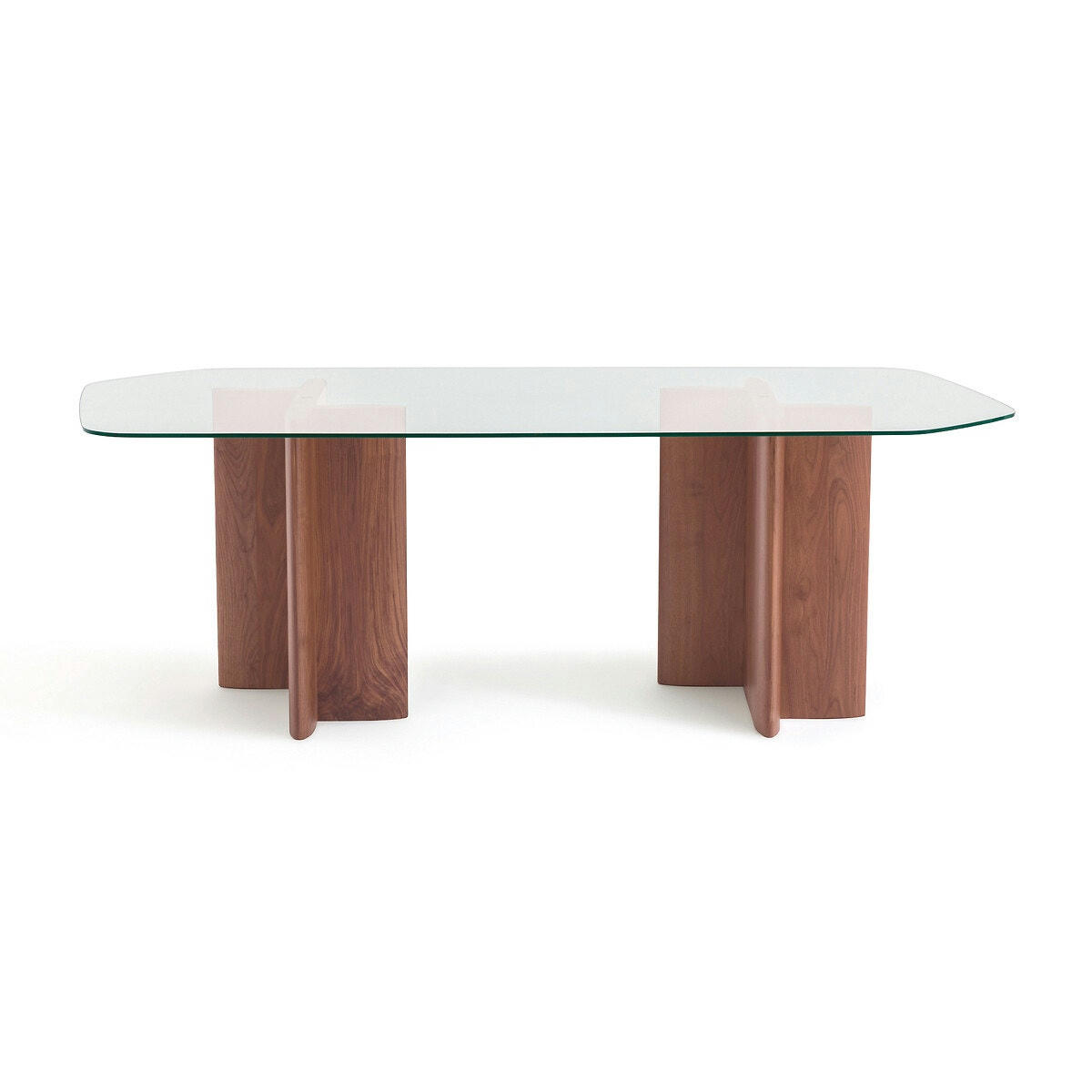 Table de repas verre/noyer, Nella