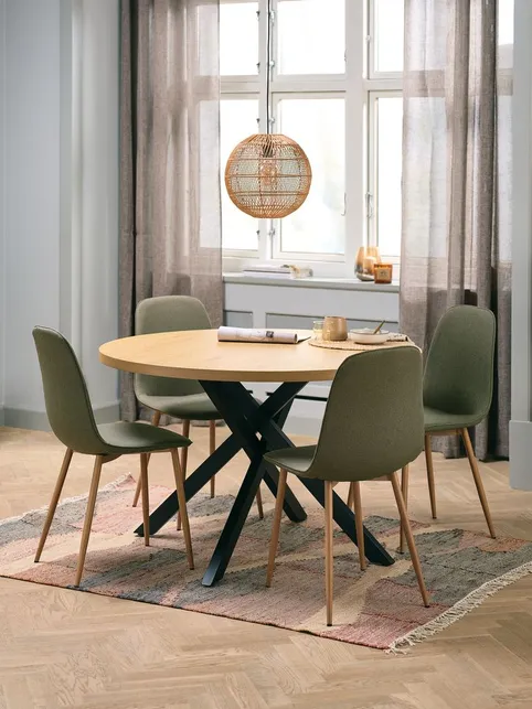 Spisebord NORTOFT Ø120 varm egefarve/sort