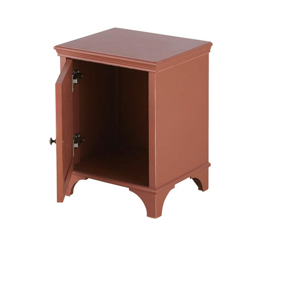 Selena - Table de chevet 1 porte terracotta et métal coloris laiton