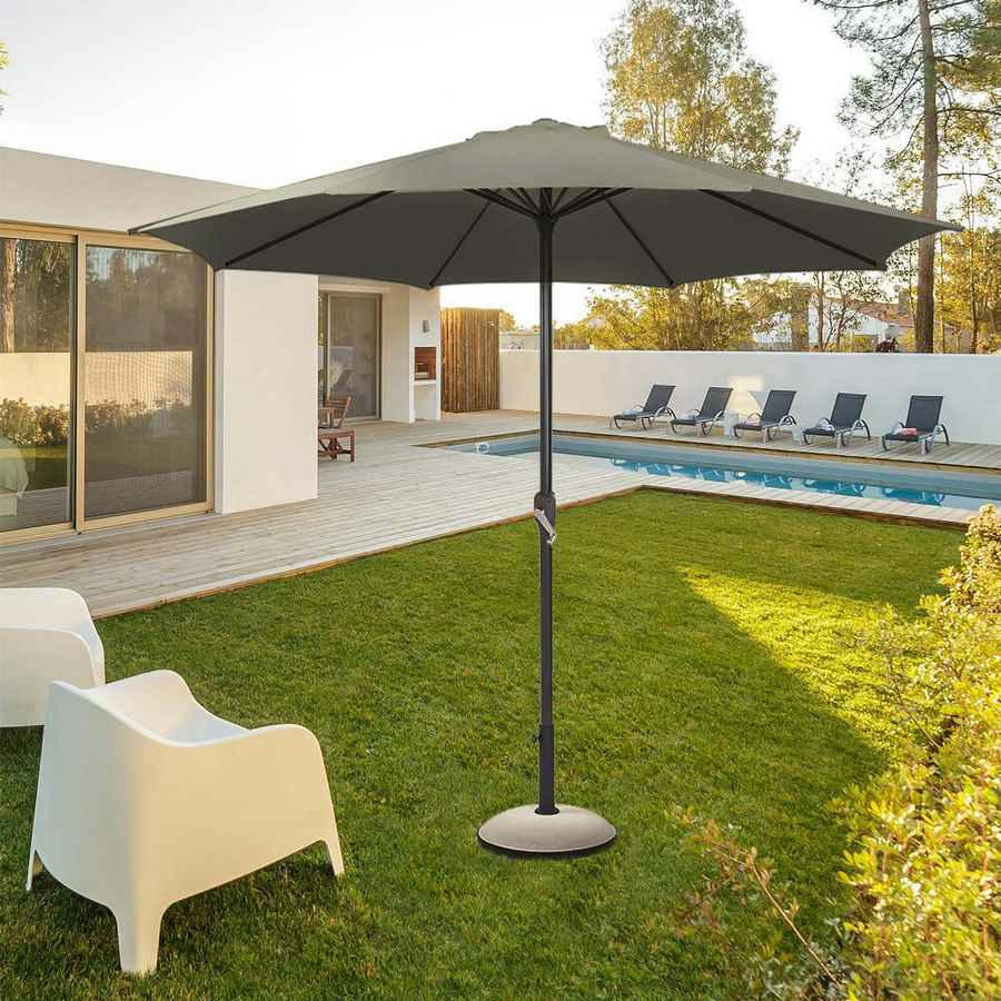 KELA - Parasol de jardin avec mât central en aluminium gris