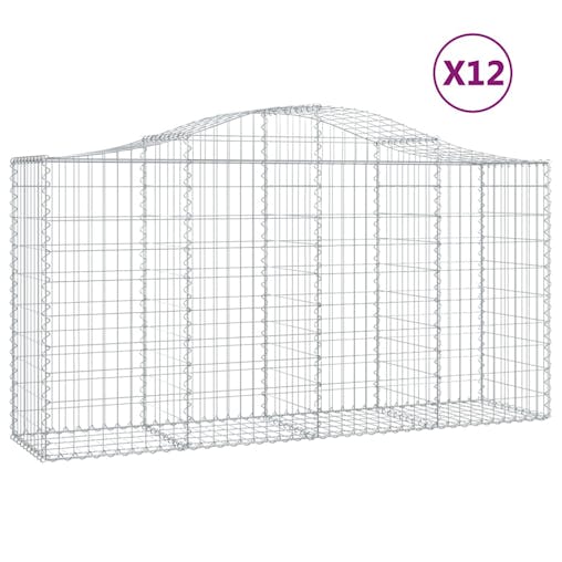 NNEVL Arched Gabion Baskets 12 pcs 200x50x100/120 cm Galvanised Iron