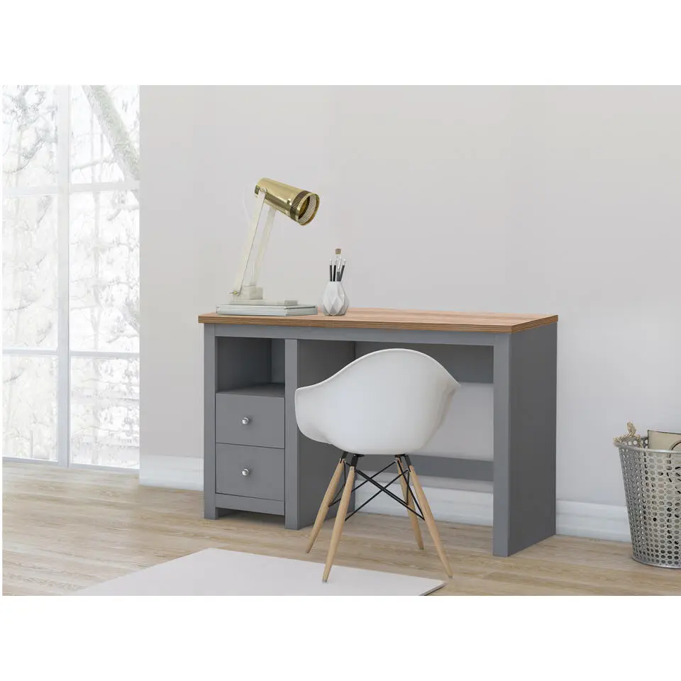 Emerald - Bureau grijs eiken 2-deurs spaanplaat
