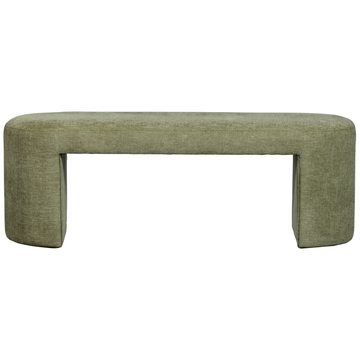 WOOOD bankje Jacob - Chenille - Olive Green - 46x130x46