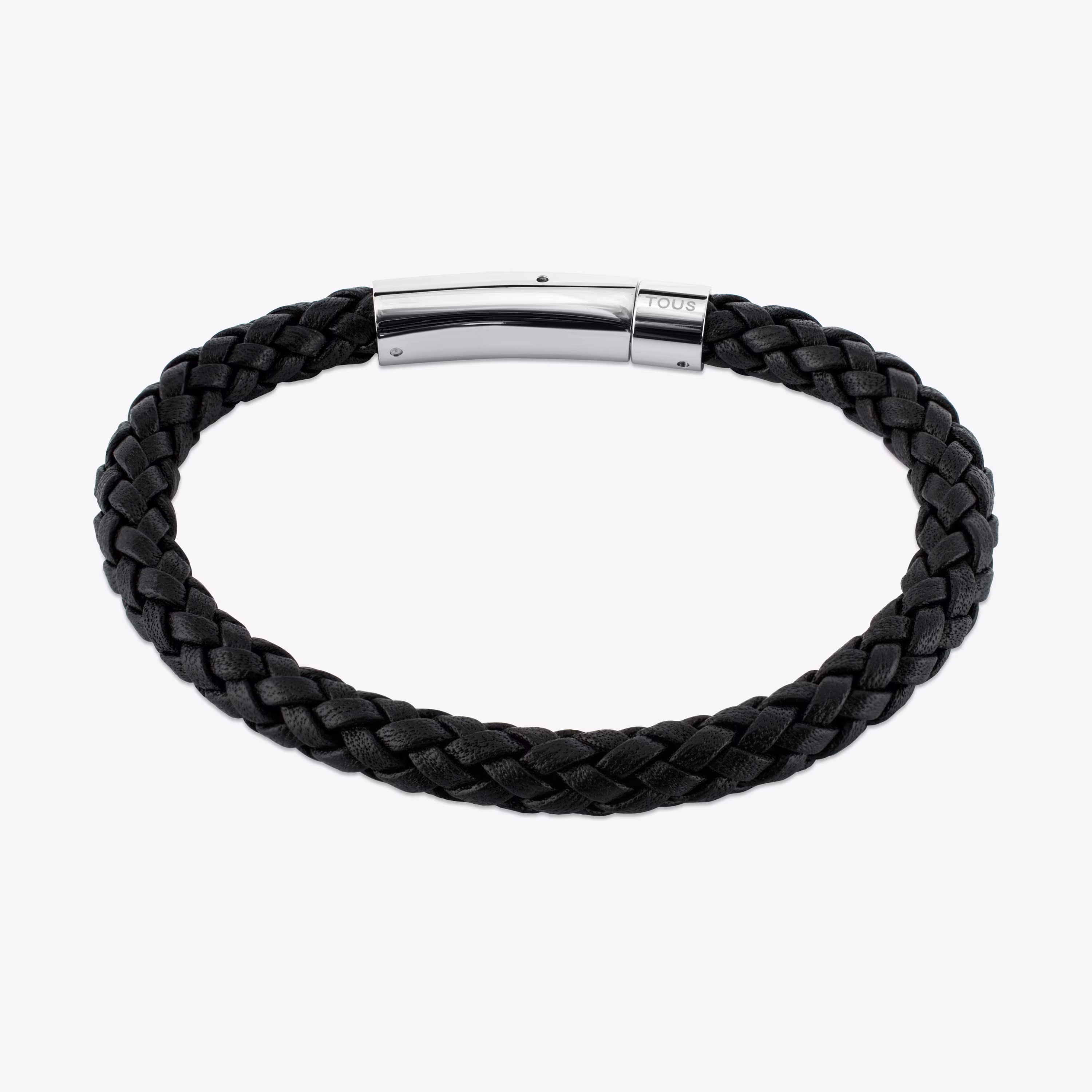 Pulsera en acero y cuero trenzado TOUS Man