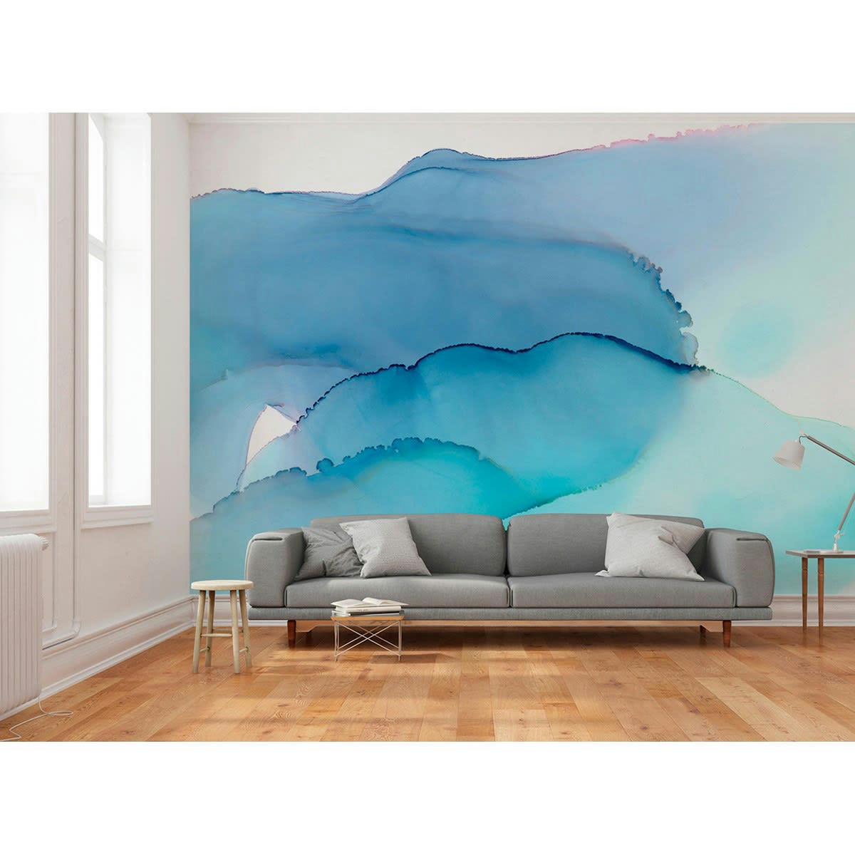 LAZULI - Papier peint panoramique en Papier Bleu azur  384x270