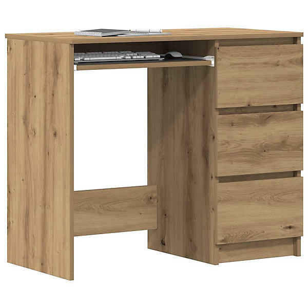 Bureau chêne artisanal 90x45x76 cm bois d'ingénierie vidaXL