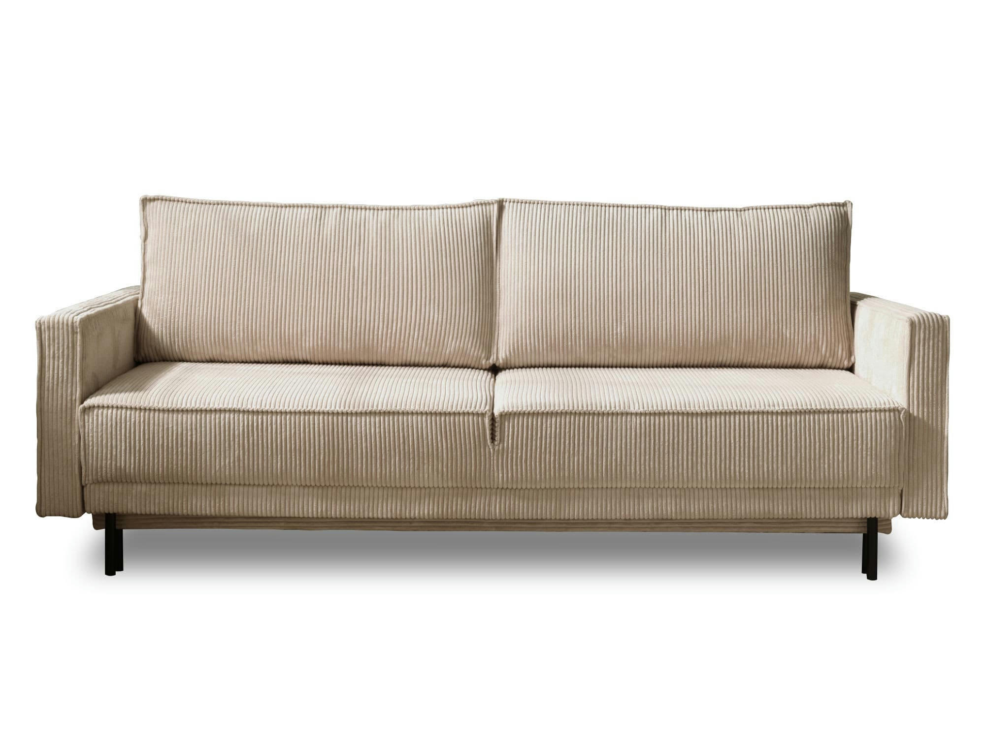 CHARLIE - Canapé droit convertible 3 places en velours côtelé beige