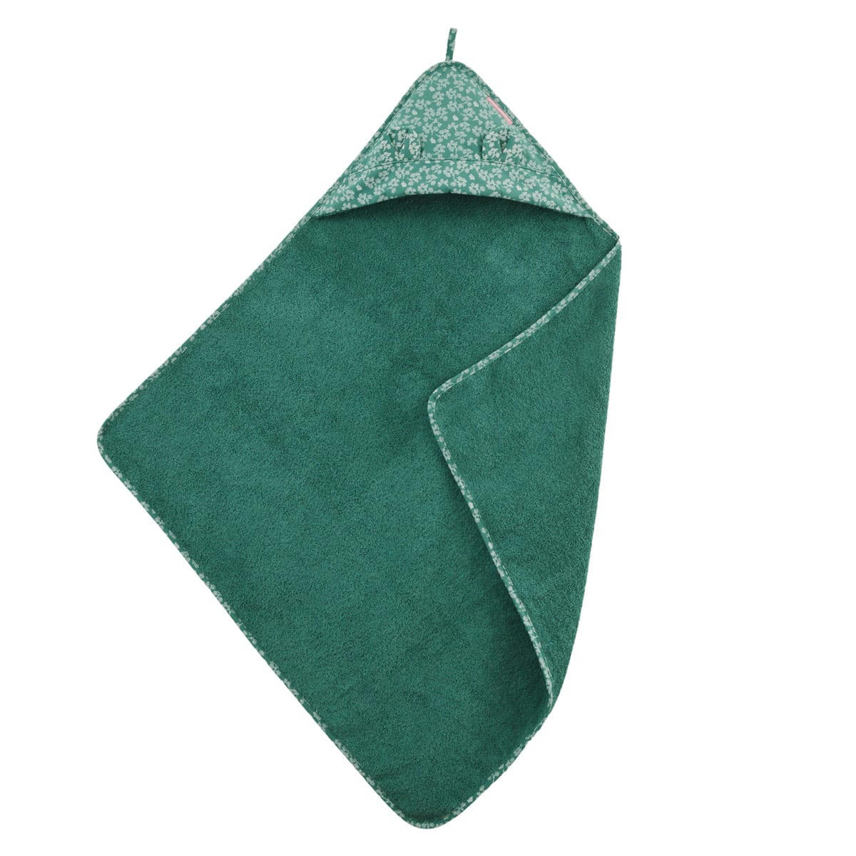 MAHE - Cape de bain vert sapin coton bio 75x75 cm