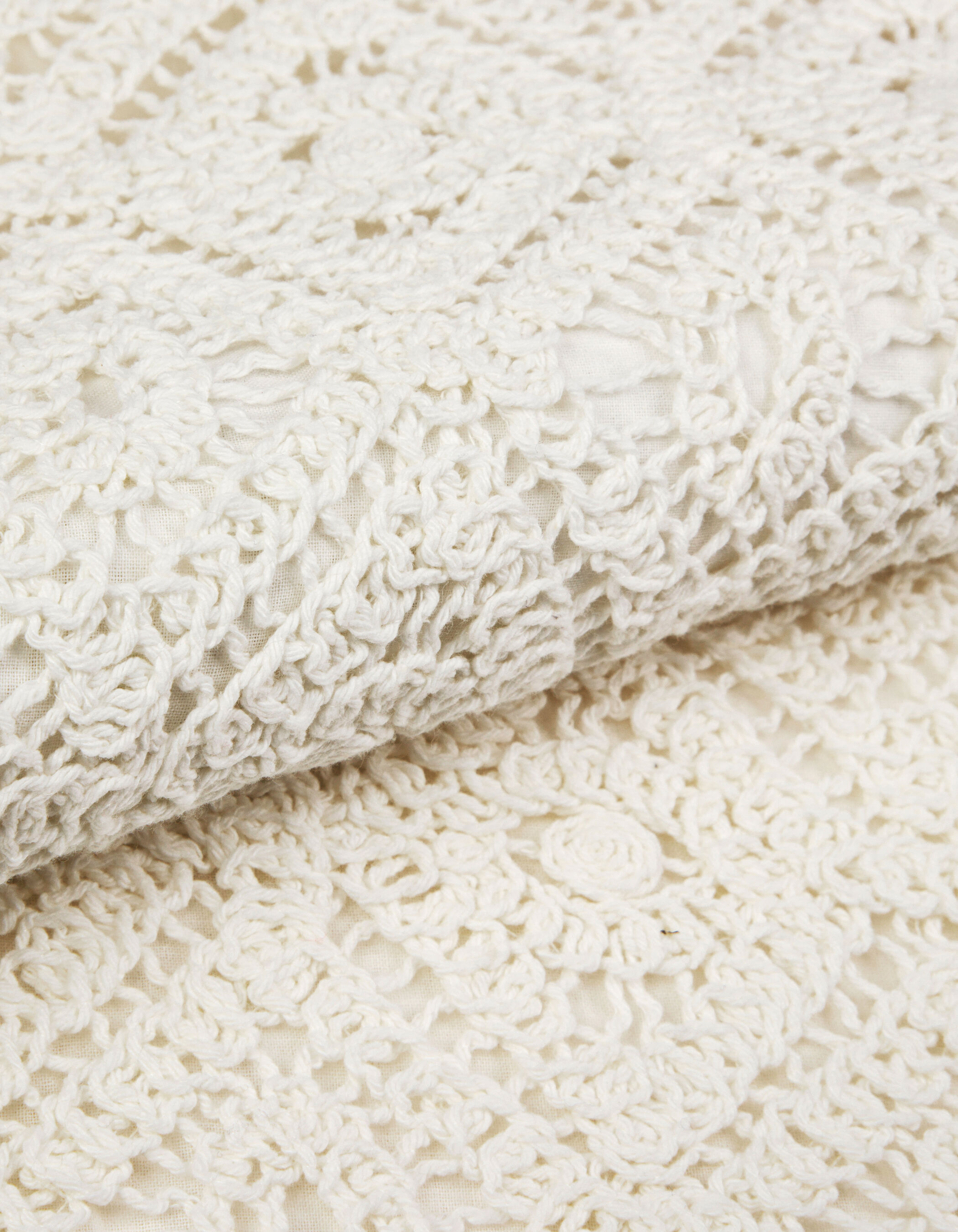 Top blanc tricot crochet col polo Femme