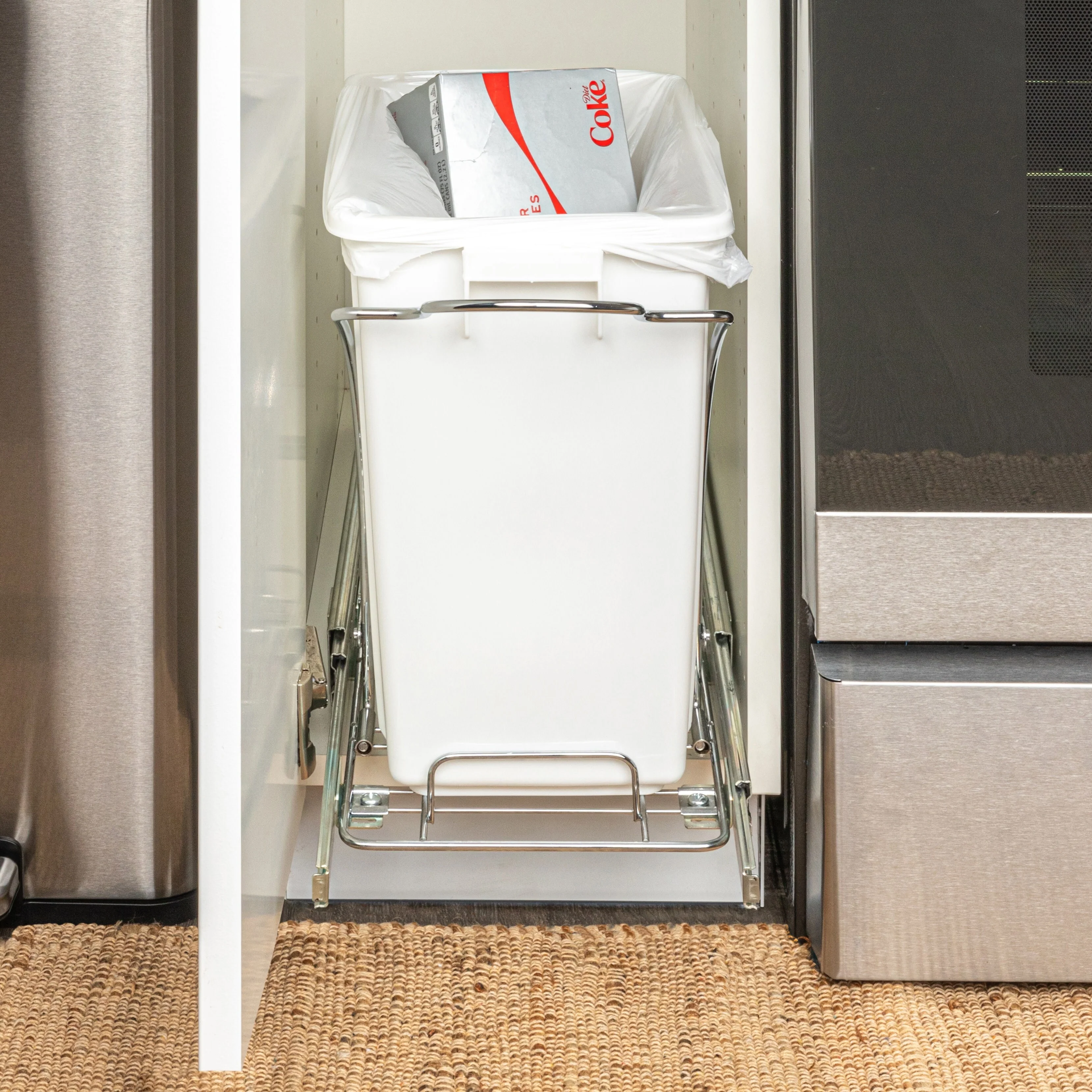 Household Essentials Pull Out Trash Can with Under-Cabinet Caddy