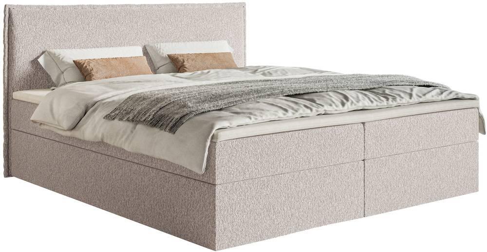 Boxspring Esmay chenille met opbergruimte en topper 160 x 200 cm