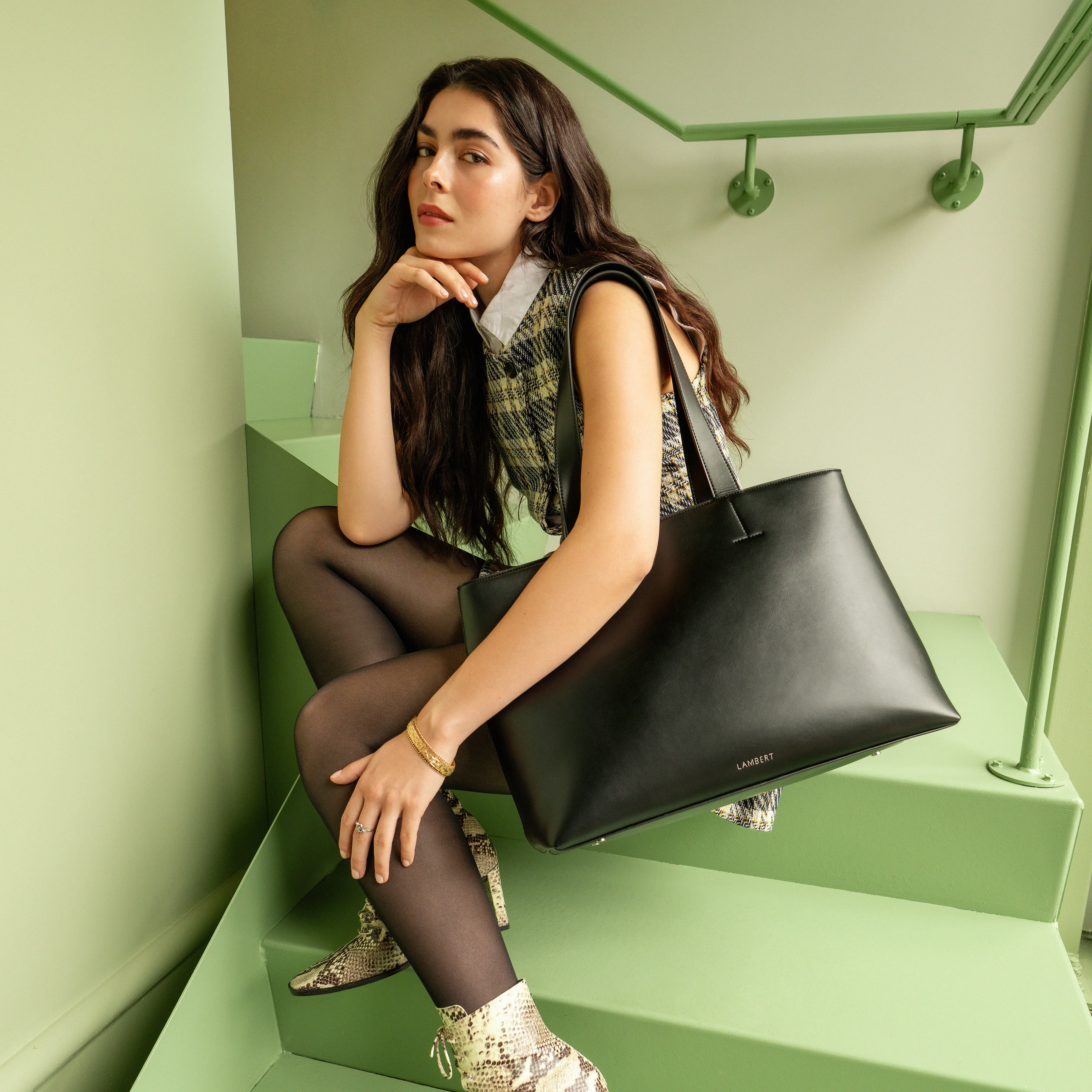 The Danyka - Black Vegan Leather Tote Bag