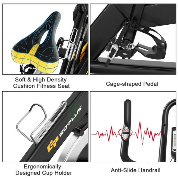 Magnetic Exercise Bike Stationary Belt Drive Indoor Cycling Bike - 49" x 21" x 45.5" (L x W x H)