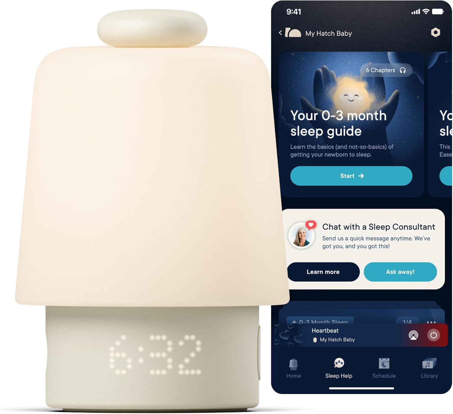 Hatch Baby Sound Machine, Night Light (Putty) | Sleep Support | Registry Essential, Routine Builder, Time-to-Rise Alarm Clock, White Noise, Nursery Stories, Toddler Kids (Wi-Fi)