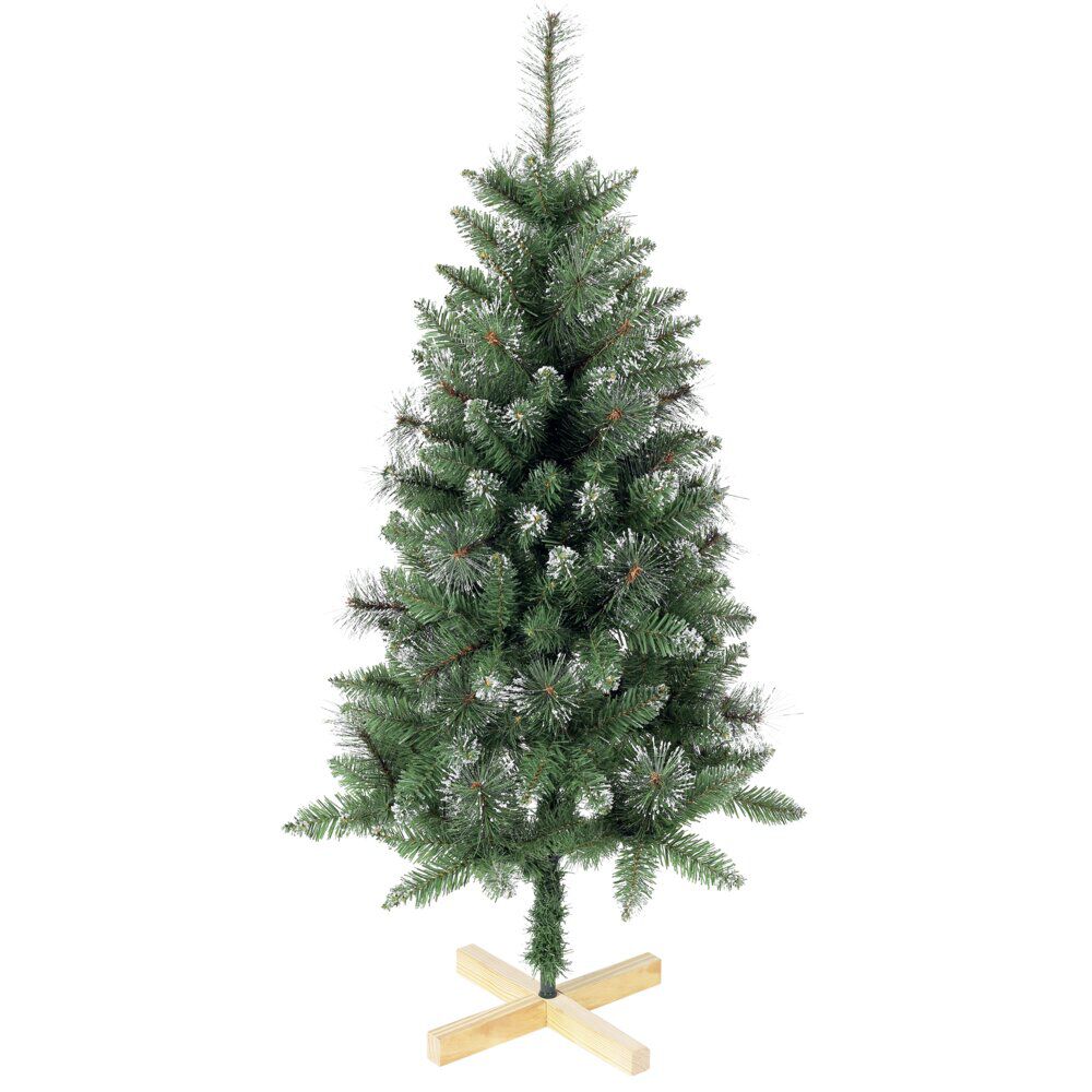 Sapin artificiel effet enneigé pied en bois 220 branches Ø66xH120 cm
