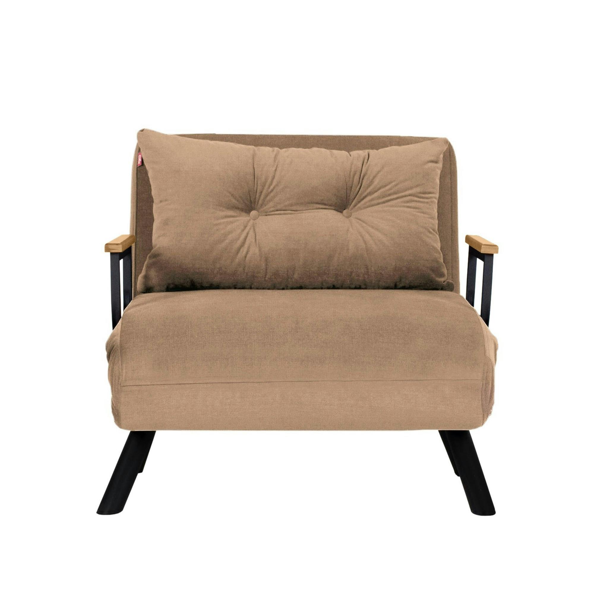 Fauteuil convertible marron clair couchage 175 cm MODI