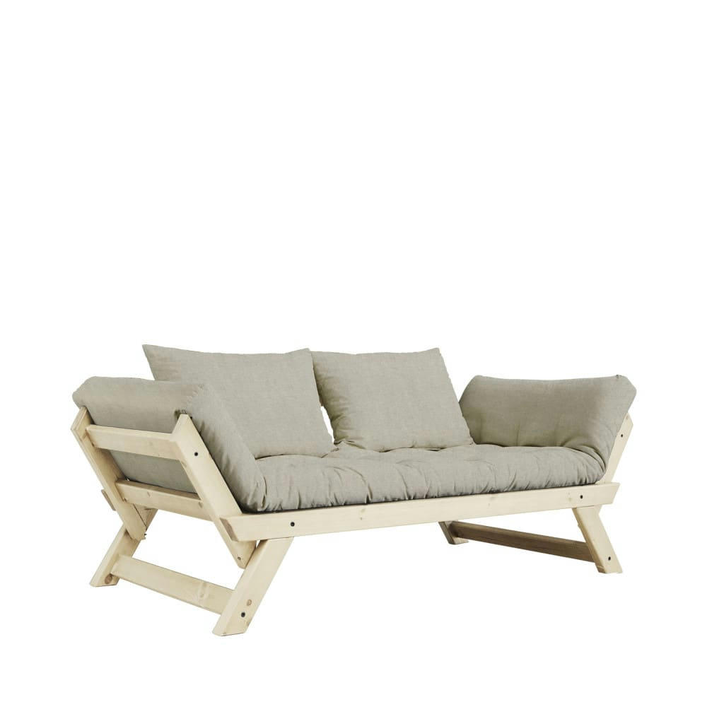 BEBOP - Canapé en bois naturel et tissu lin 2 places