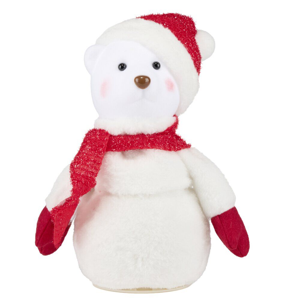 Bonhomme de neige ours décoratif animé musical H25cm