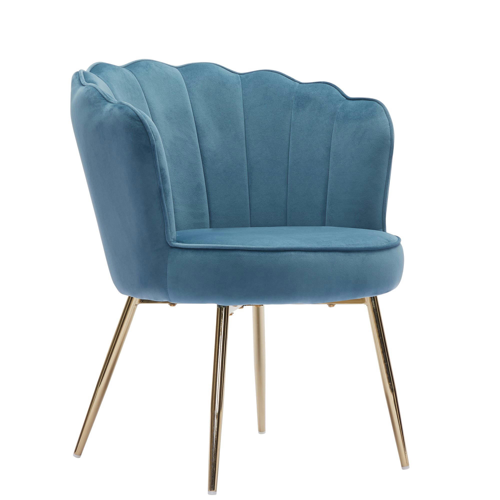 CALLISTA - Fauteuil  en velours bleu avec pieds doré