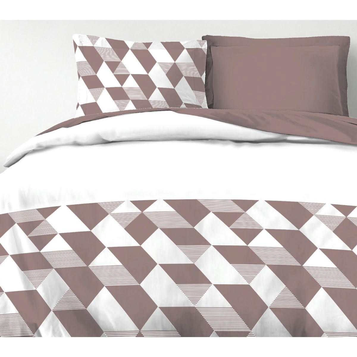 L'HEXAGONE - HEXAGONE Parure de couette 100% coton - Prune - 240x260 cm