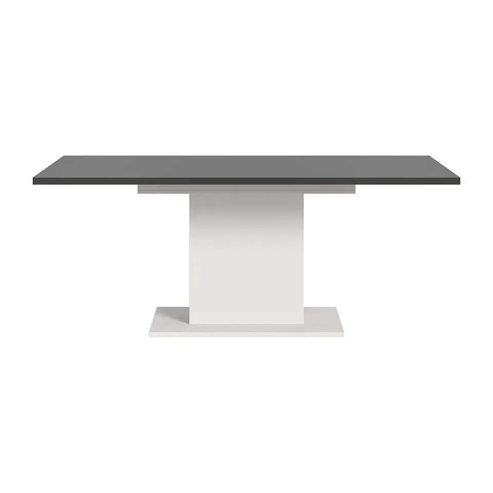 Hioshop Motion eetkamertafel zuilpoot 90x150/190cm incl 1 verlengblad grijs-