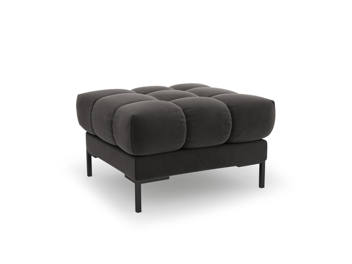Cosmopolitan Design Poef Bali flueel, donkergrijs - 60x60x41cm