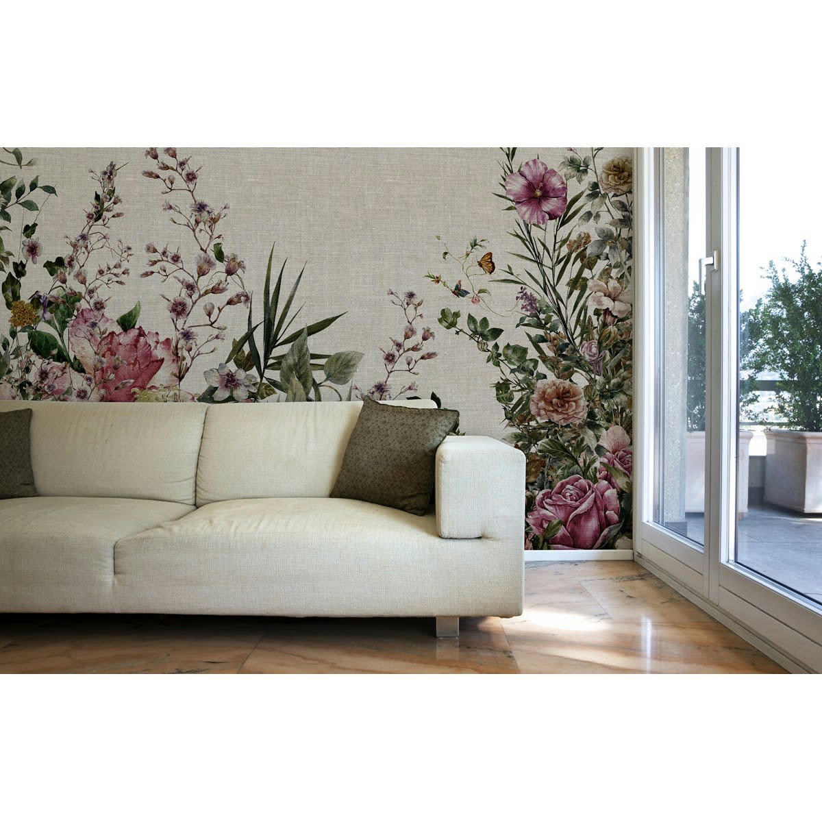 DAMAS - Papier peint panoramique en Papier Beige foncÃ©  336x270