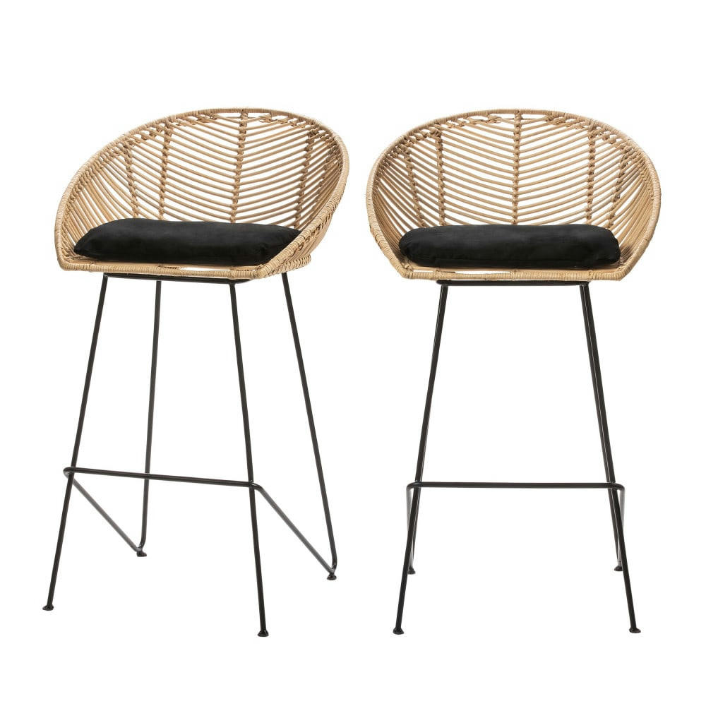 NAULU - Lot de 2 tabourets de bar en rotin 69cm