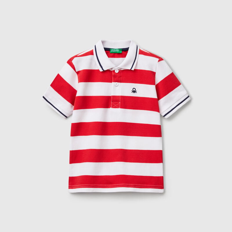 Striped short sleeve polo shirt
