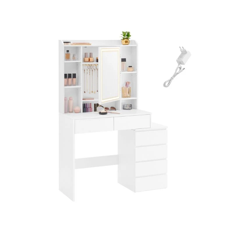 Coiffeuse avec grand miroir LED à luminosité réglable