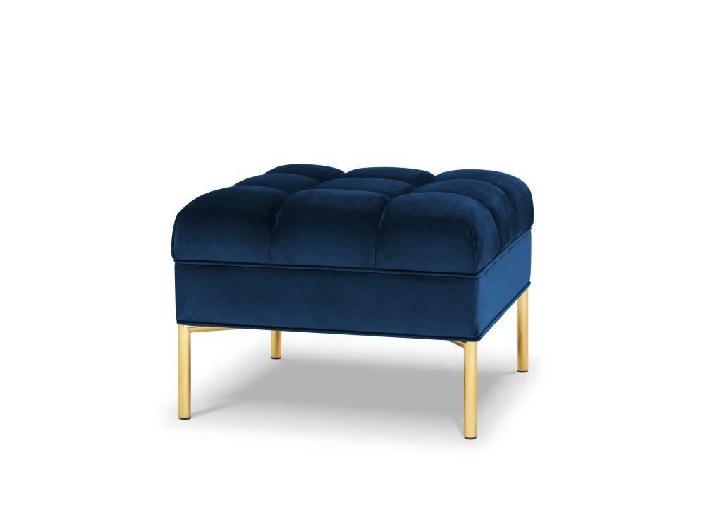 KAROO - Pouf velours bleu roi