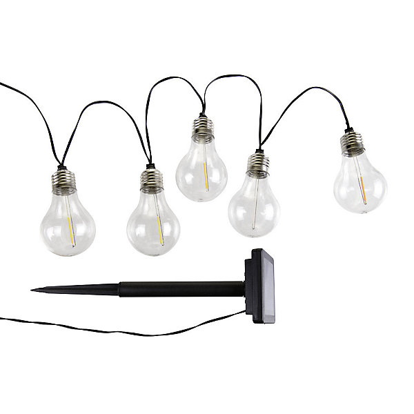 Guirlande solaire guinguette de 3,8m- 10 ampoules multicolores- 10 Lumens- Eclairage extérieur Jardin