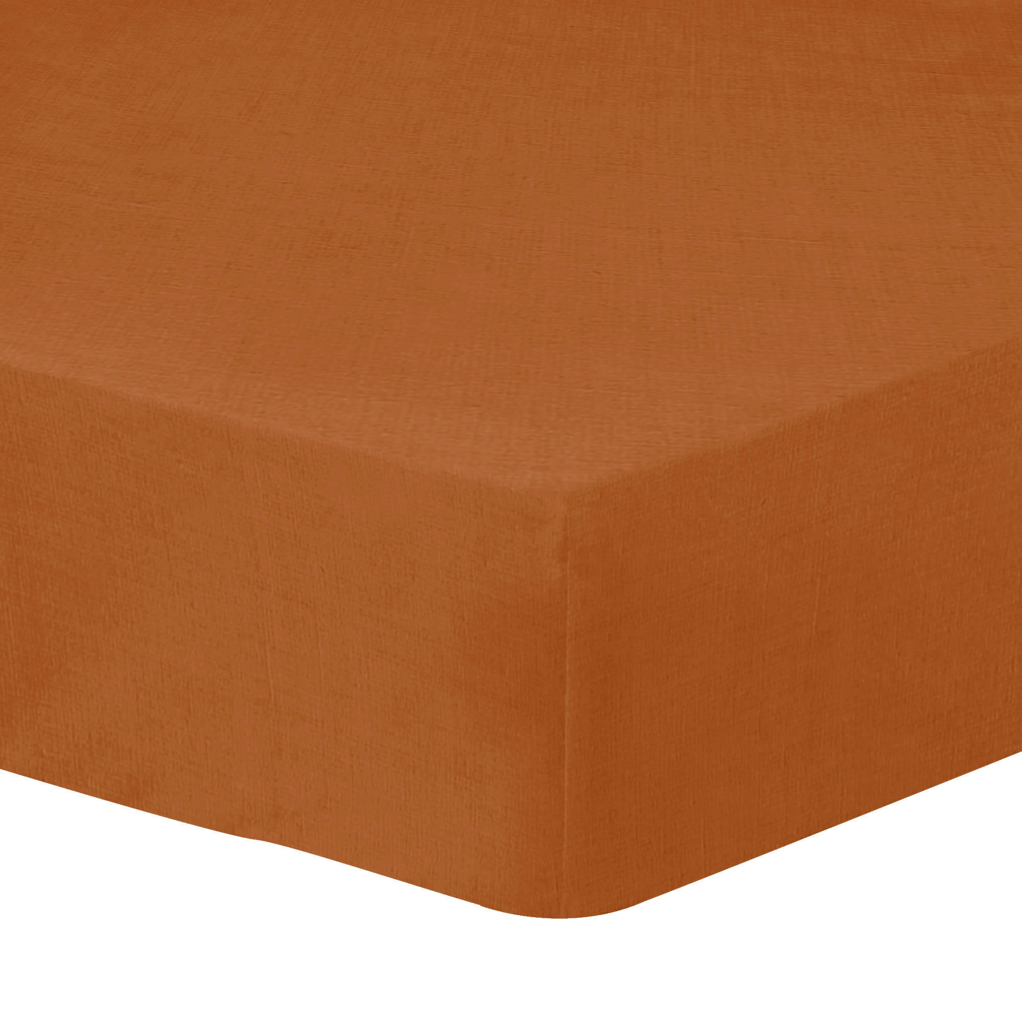 LIN LAVE - Drap-housse uni en lin lavé Cuivre 160x200cm - Bonnet 30cm