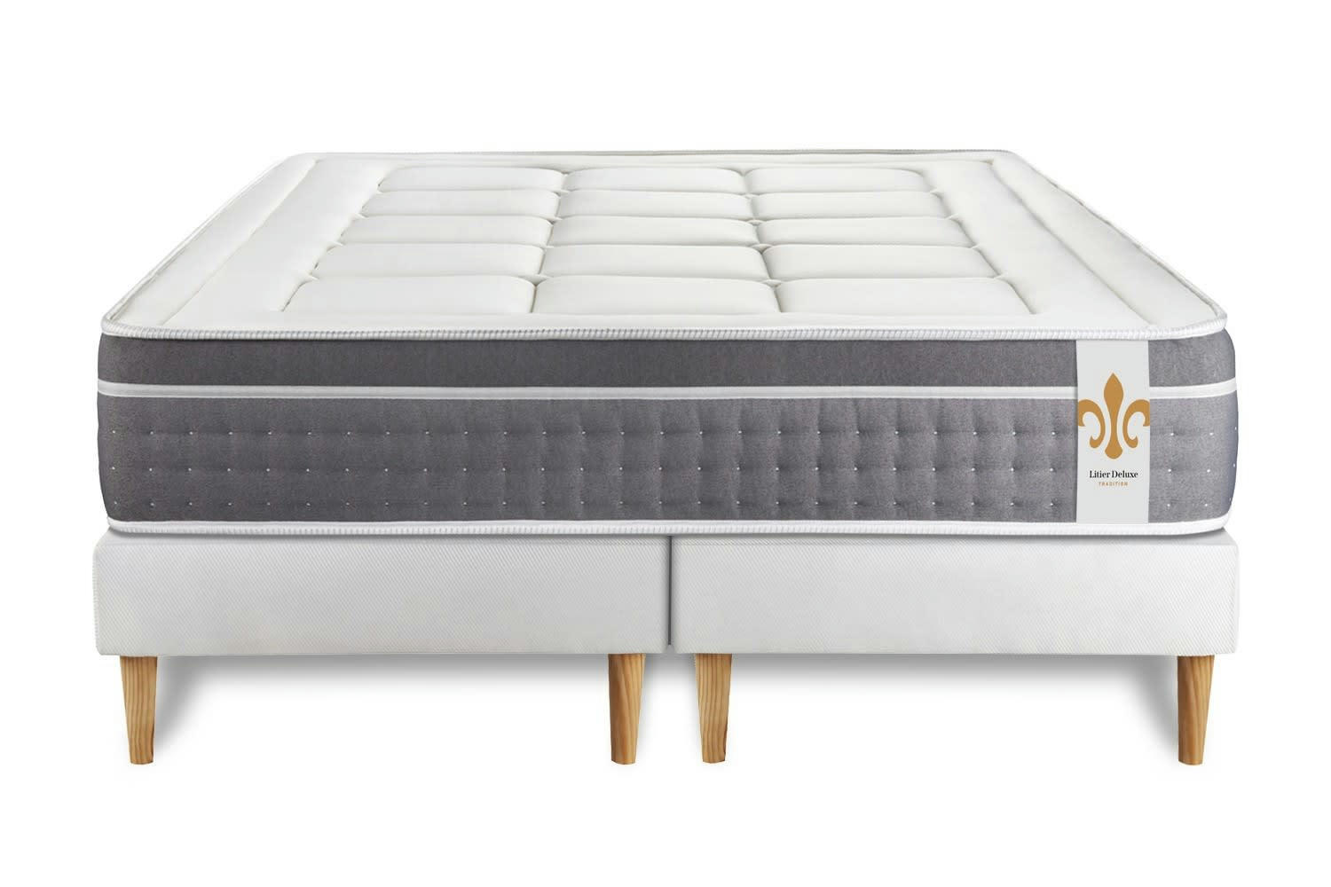 - Ensemble 180x200 Ressorts et mémoire de forme sommier Blanc