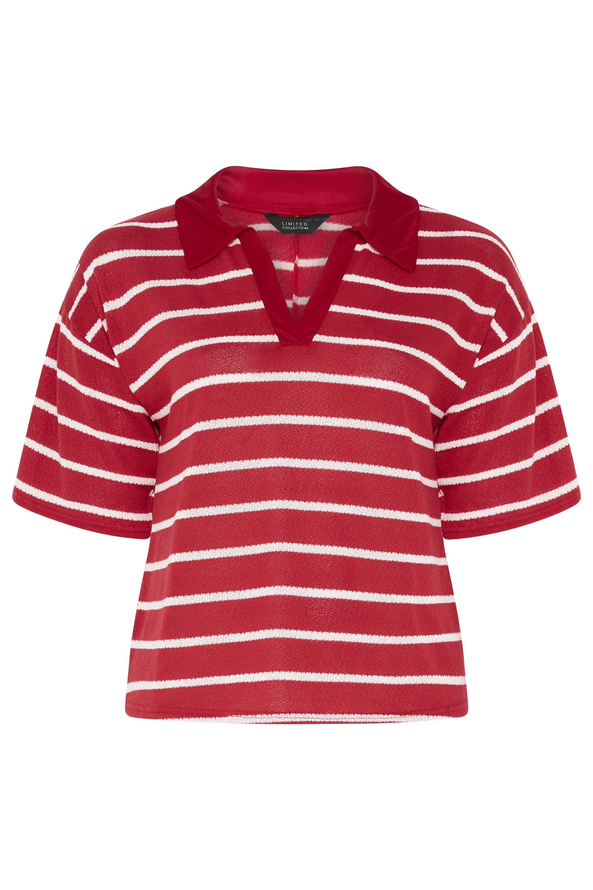 Yours Stripe Rugby Collar Top