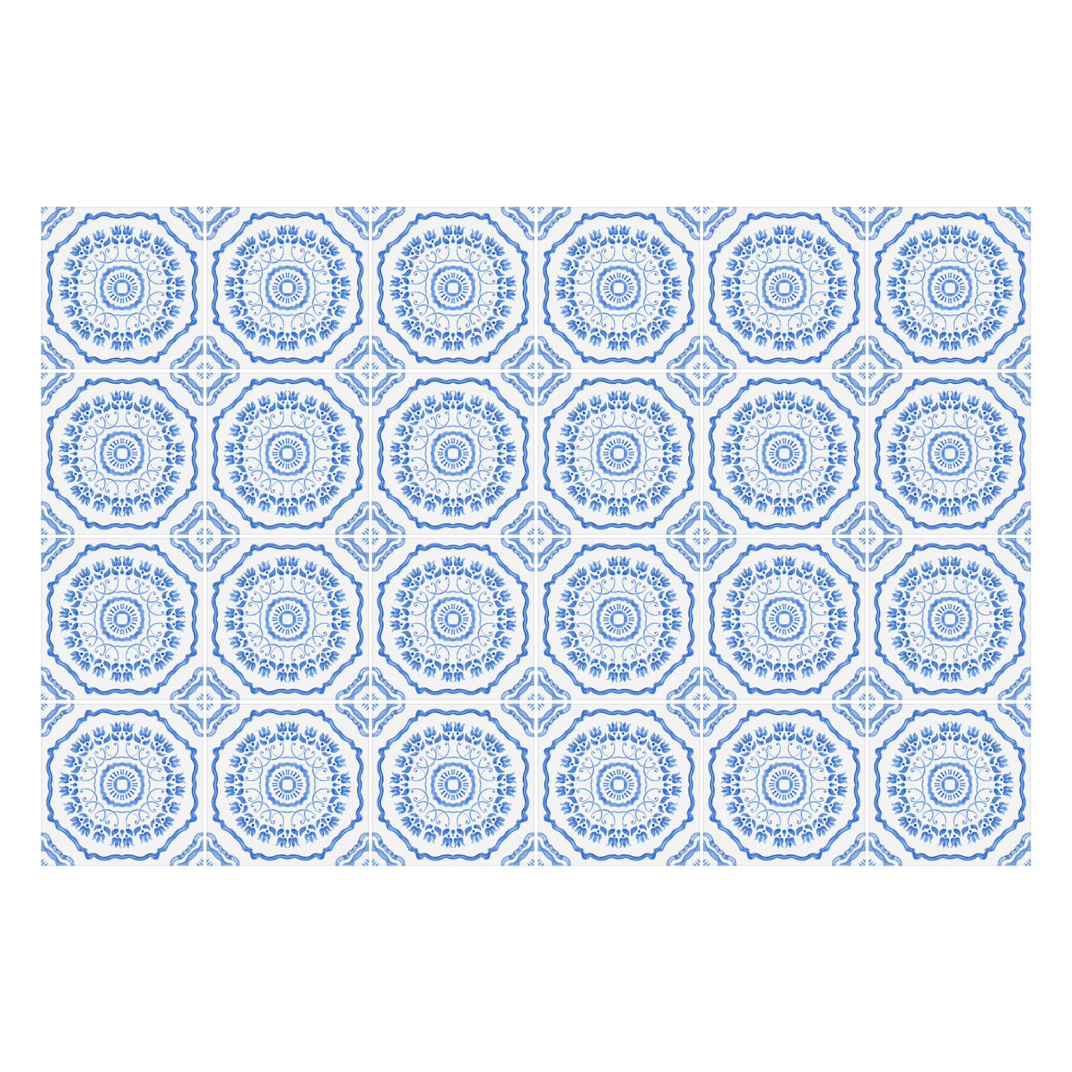Naklejki na kafelki 10x10 cm Kwiatowe ornamenty w płytkach 24 szt.