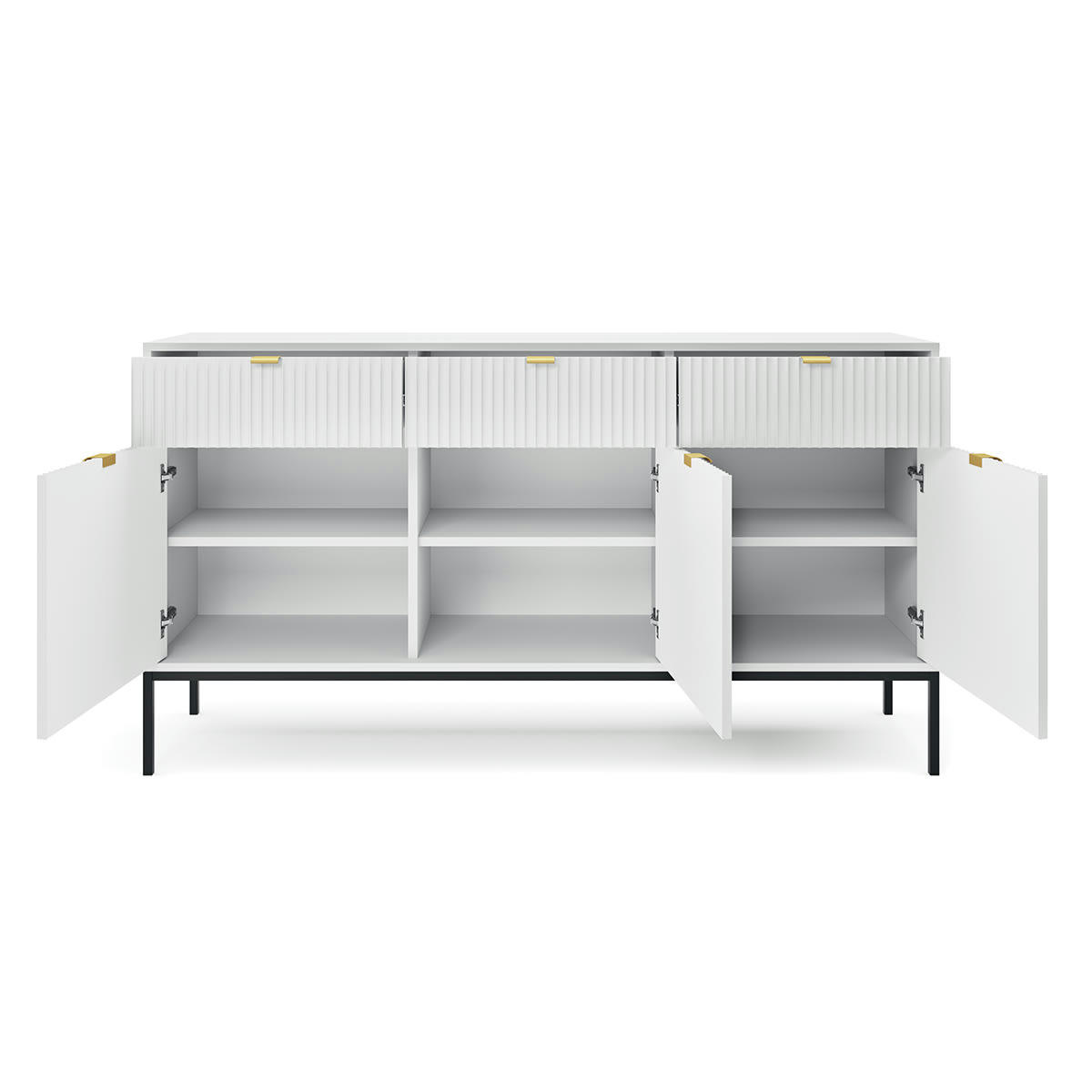 - Buffet 3 portes 3 tiroirs blanc