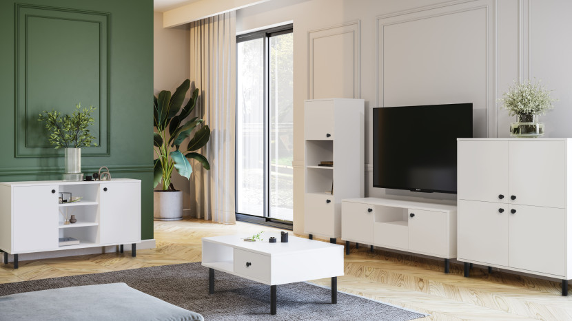 Niski stolik kawowy loft, ława Venus, kolor biały