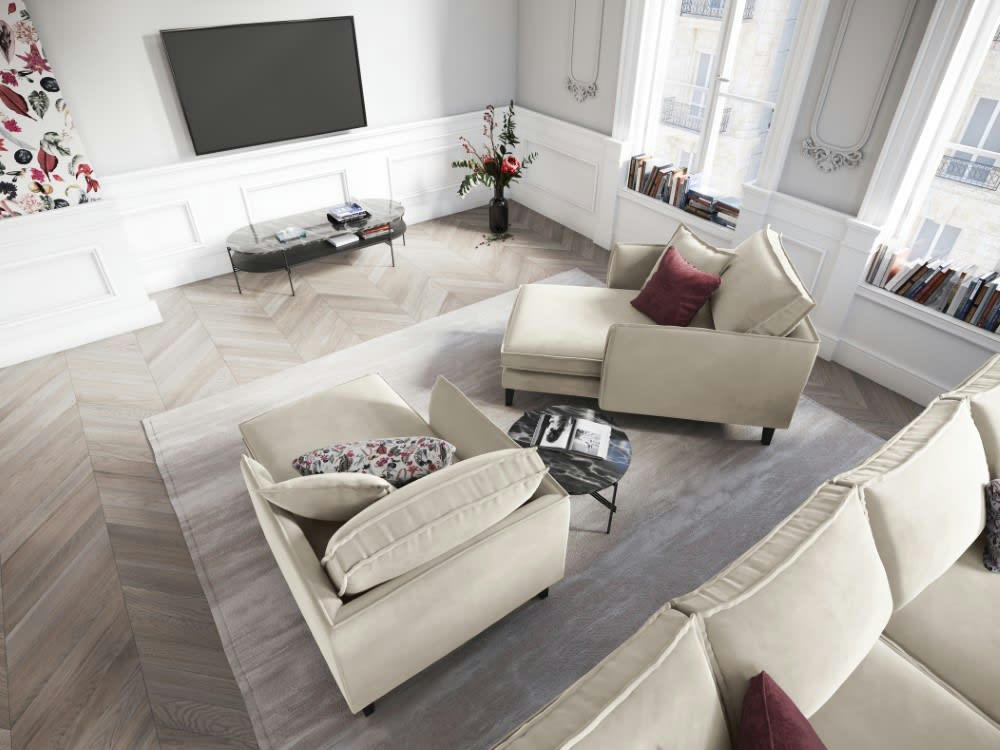 PROVENCE - Méridienne 1 place en velours beige