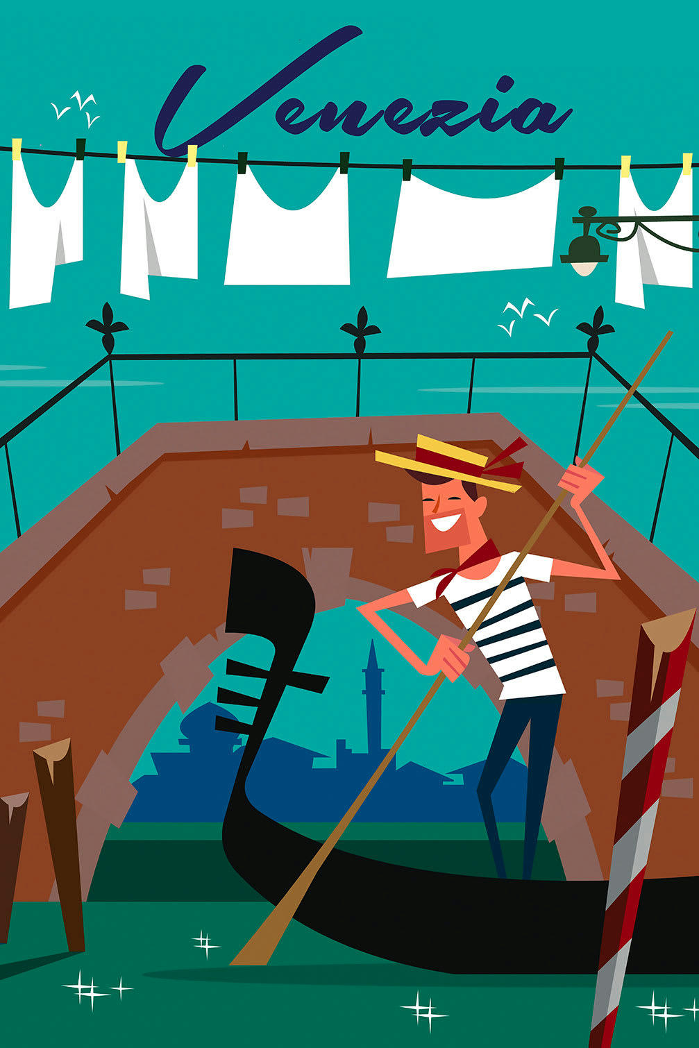 - Tableau gondole à venise imprimé sur toile 30x45cm