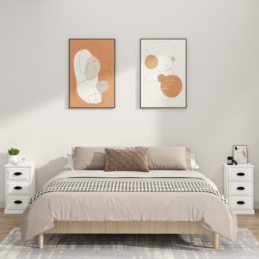 NNEVL Bedside Cabinet High Gloss White 39x39x67 cm Engineered Wood