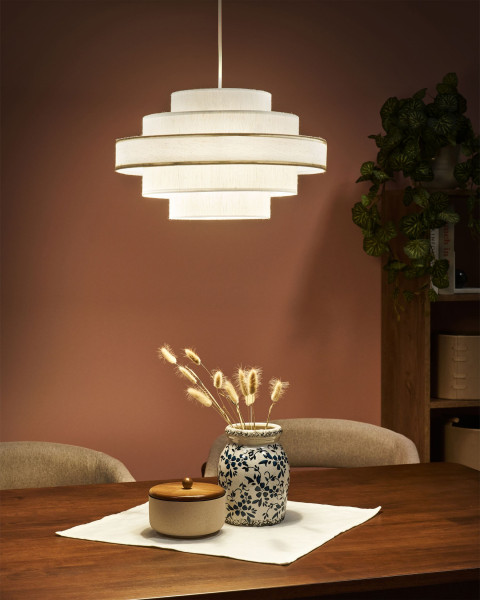 Lampa wisząca sufitowa lniana biała