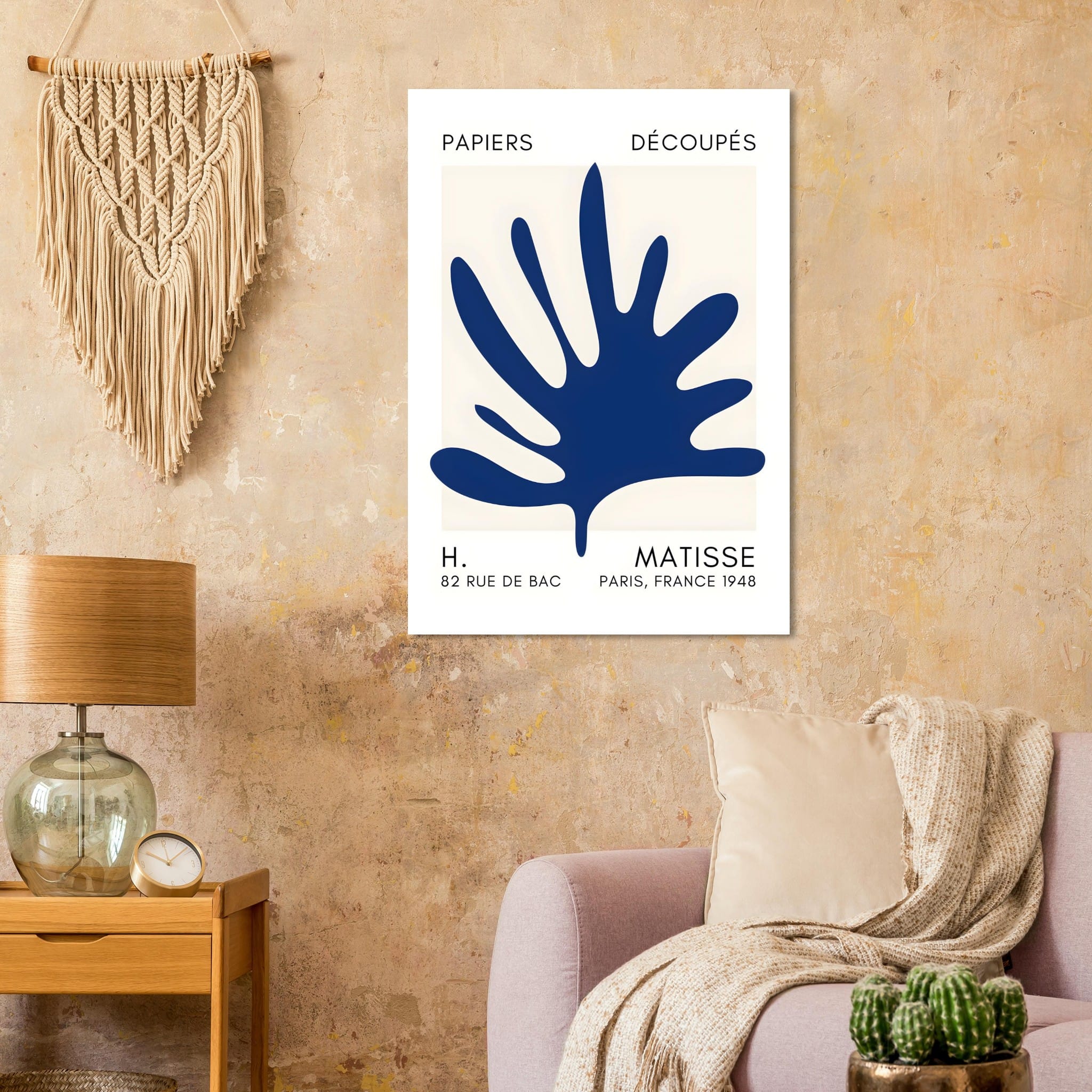 Artfulprints Poster Matisse – Coral drift navy blue II  - 70x100 cm - Blauw