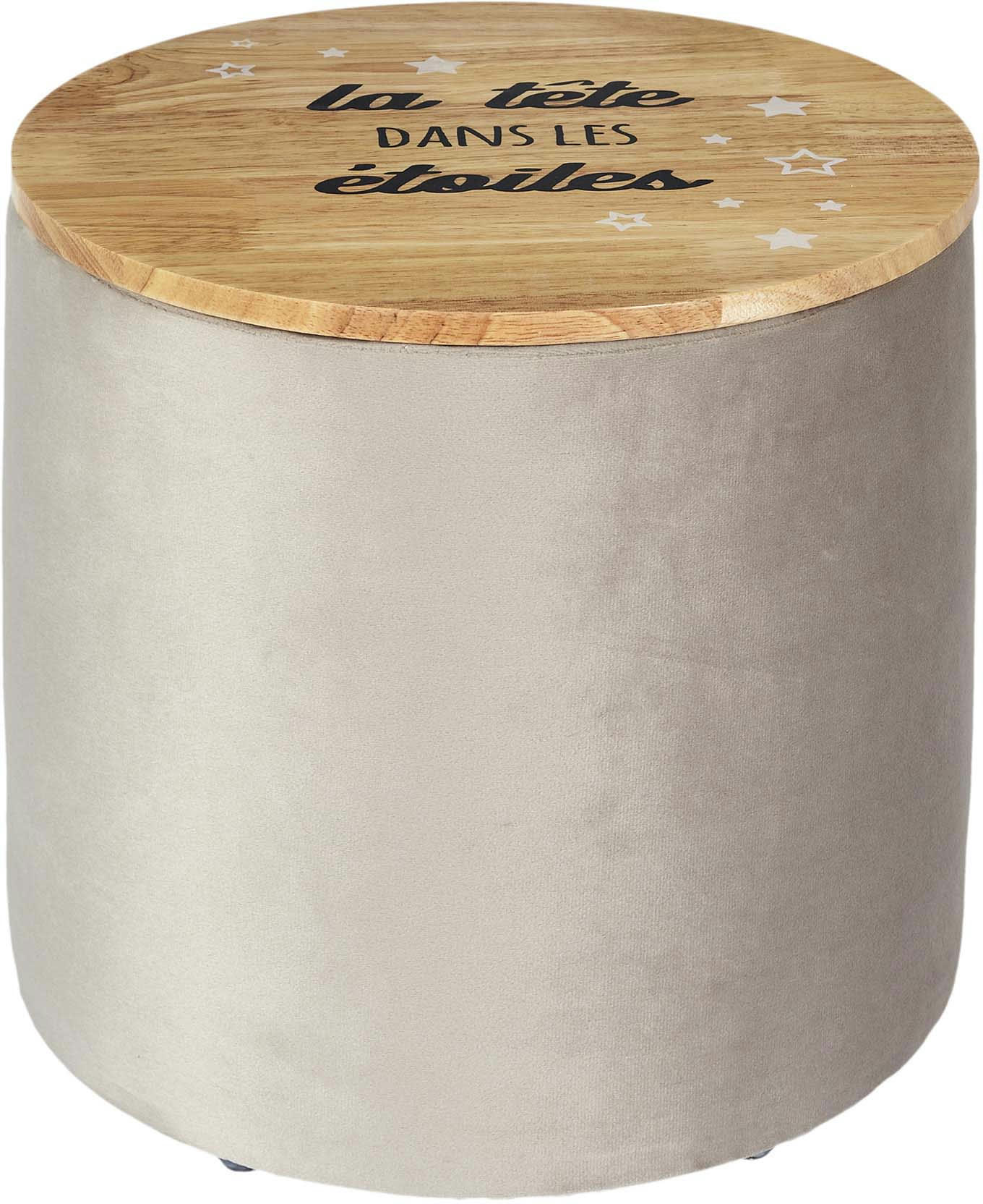 - Pouf enfant en bois et velours la tête dans les étoiles