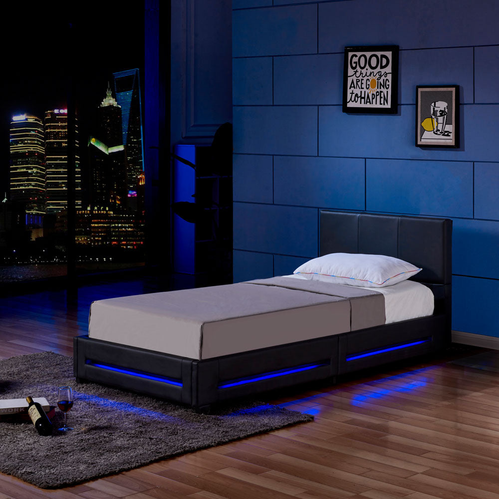 Home Deluxe LED bed ASTEROID zwart 90 x 200 cm