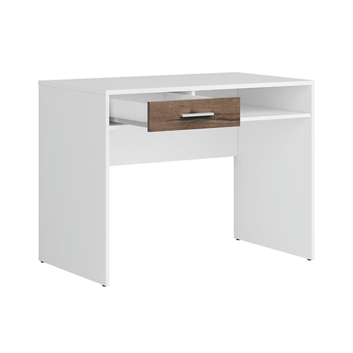 - Bureau 1 tiroir stratifiés naturel foncé et blanc