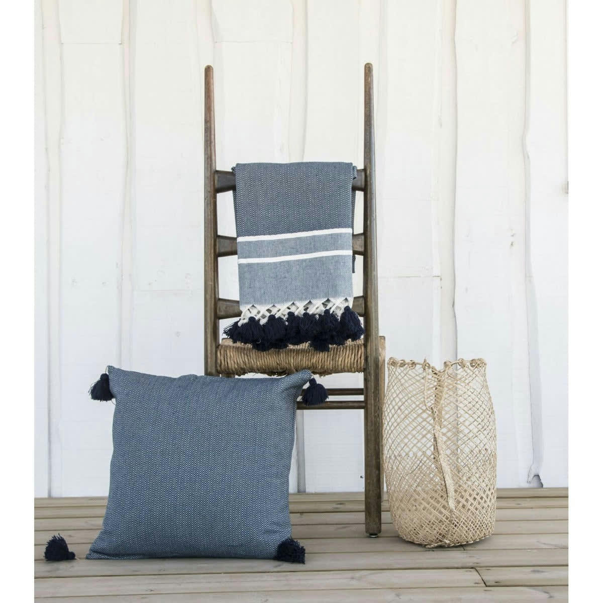 STOCKHOLM - Housse de coussin carré coton  50x50 bleu nuit