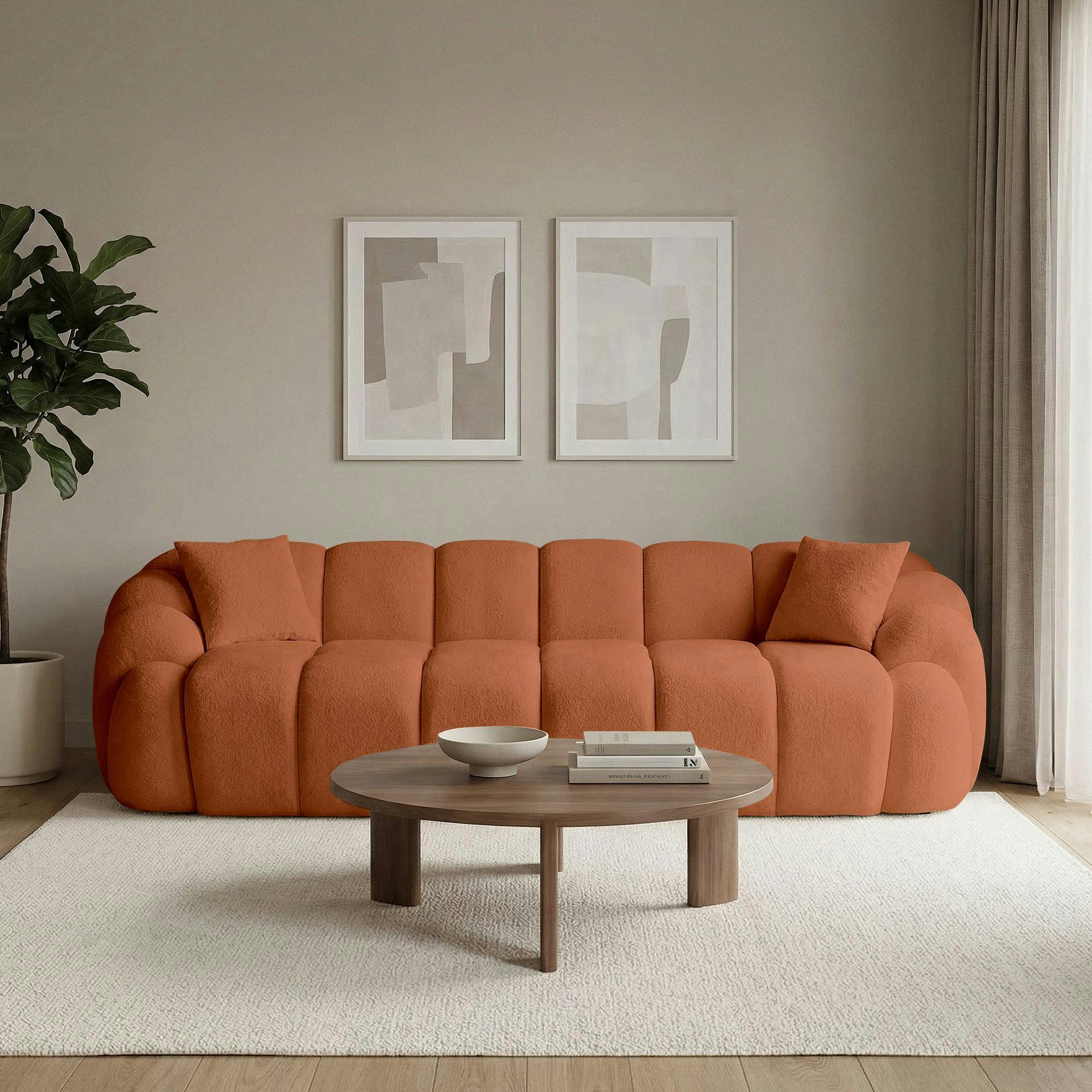 Canapé 4 places terracotta design arrondi ONDA