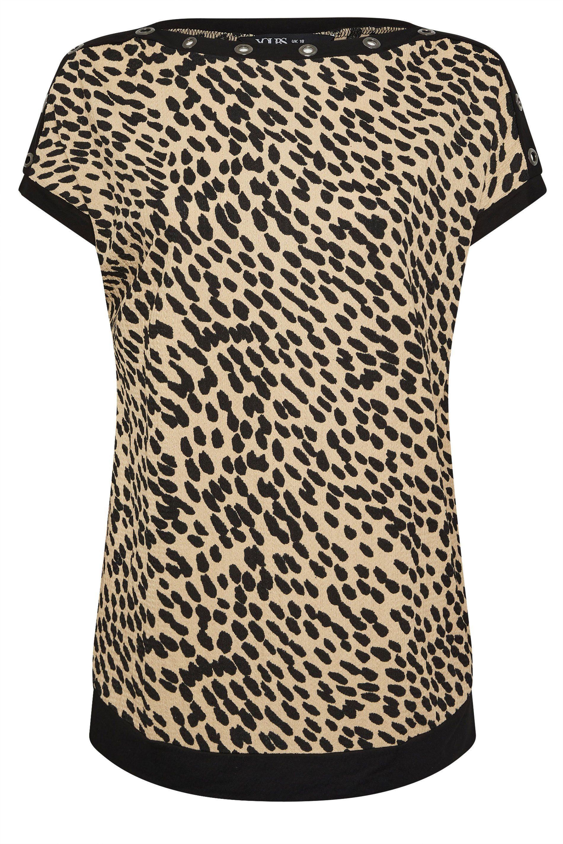 Yours Leopard Print Eyelet Detail Top