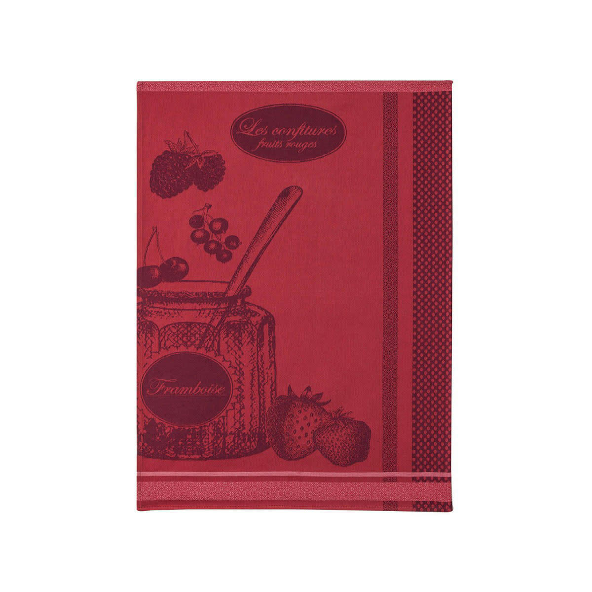 POT DE CONFITURE - Torchon en coton rouge 50x75
